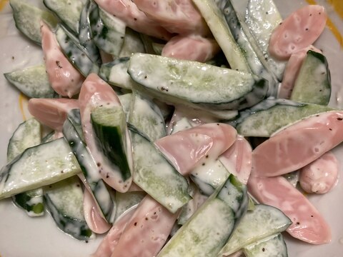 おつまみにも!胡瓜と魚肉ソーセージのマヨ和え